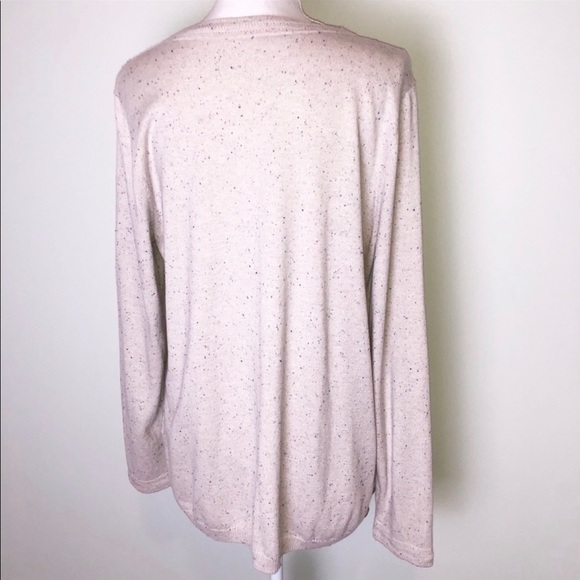 Cream colored TALBOTS Speckled Rainbow v-neck knit sweater - Picture 3 of 11